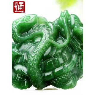 轩玖和田玉龙龟手把件四通新疆天l然碧玉小摆件玄武玉石神